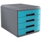 Cassettiera mydesk arda a 4 cassetti turchese