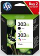 Cartuccia hp 3yn10ae kit n303xl originale inchiostro nero+colori